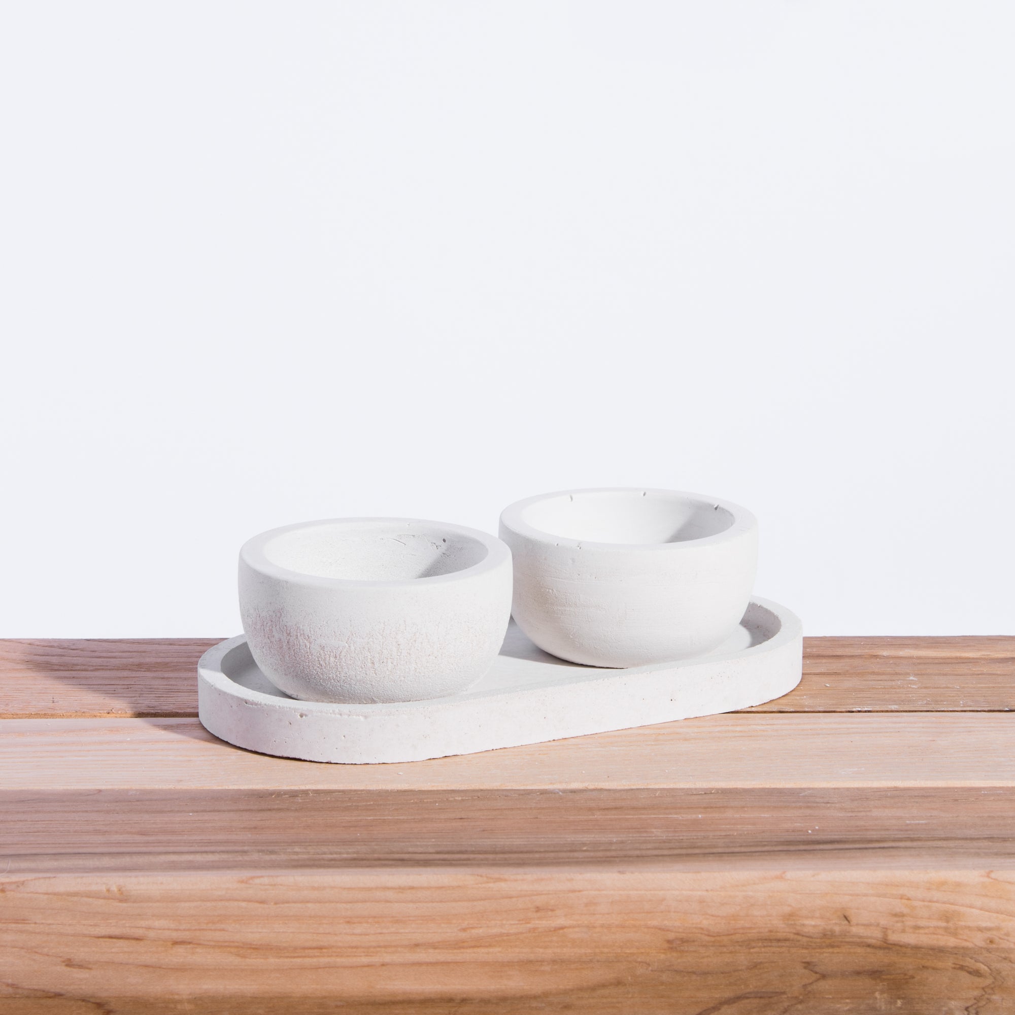 Succulent Concrete Planter Bowl Set of 2 With Saucer. Handcrafted in Toronto, Ontario.